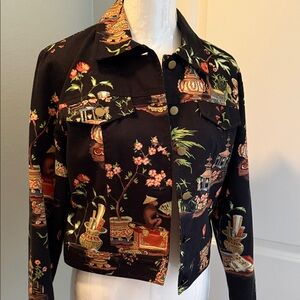 Maggy London Black Floral Jean Jacket